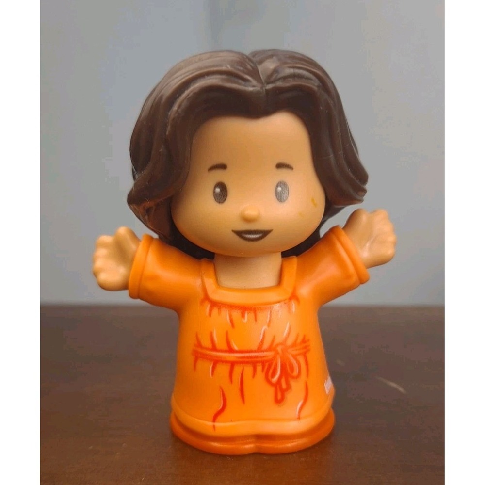 Fisher Price Little‎ People Hispanic Mom Long Brown Hair In Orange Dress